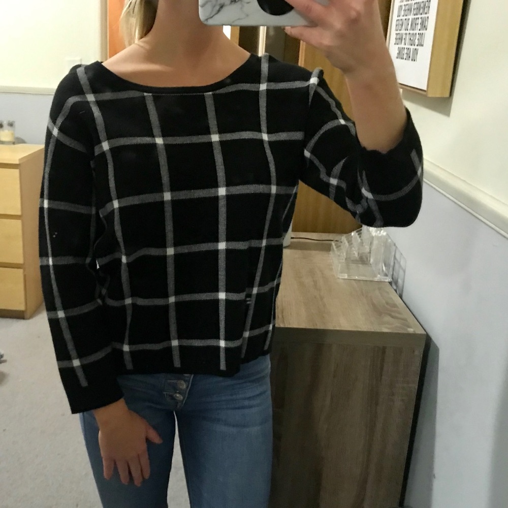 Black and white gingham sweater